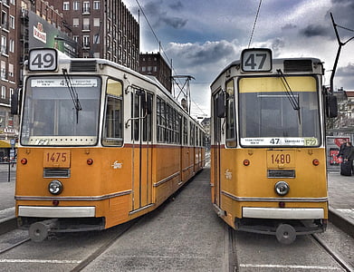 budapest, trams, city, europe, hungary, transportation, tramway