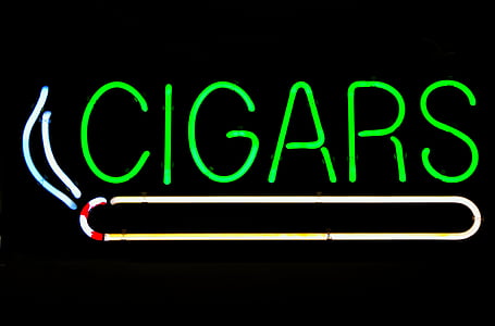 cigarrbutiken, tecken, cigarrer, symbol, skyltning, Neon, ljus