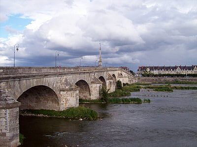 Most, Francie, mosty, voda, Loira, Panoráma města, krajina
