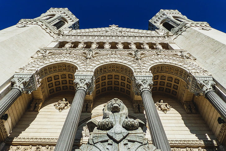 Bazylika, Lyon, Architektura, Fourviere, religia, Kościół, fasada