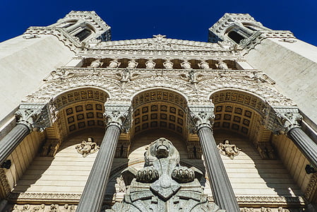 bazilika, Lyon, építészet, Fourviere, vallás, templom, homlokzat