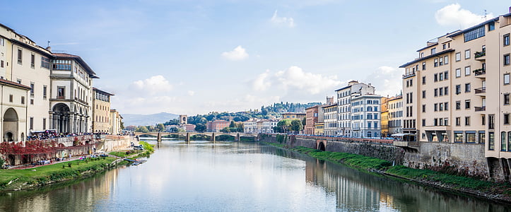 Florencie, Itálie, řeky Arno, Evropa, Firenze, město, Architektura