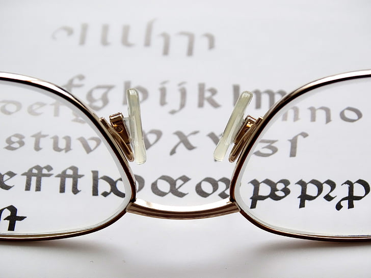 ulleres de lectura, ulleres, veure, Envellint, elegants, metall, valent