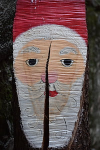 Дядо Коледа, дървен материал, Рисуване, Коледа, багажника, дърво