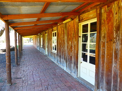 varanda, cabana de laje, de madeira, australiano, Bush, rústico, histórico