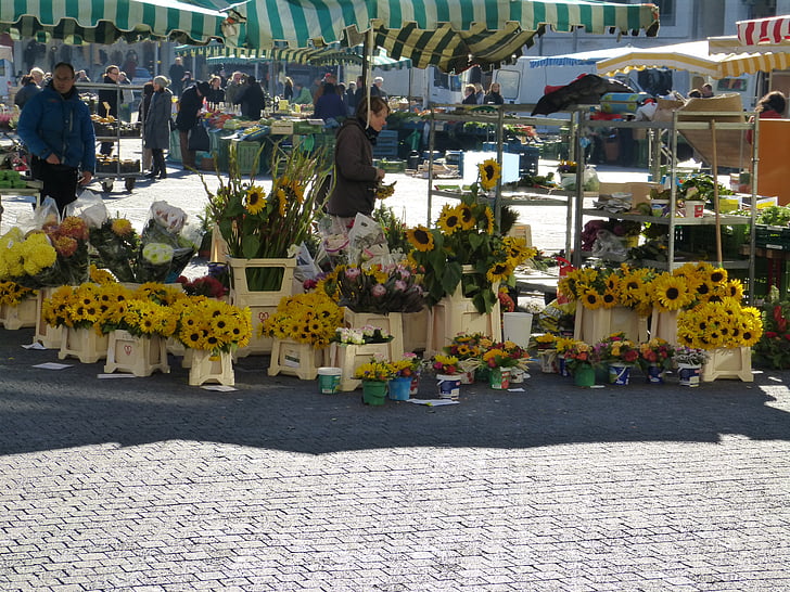 market, sunflower, sale, vegetables, fruit, fruits, eat