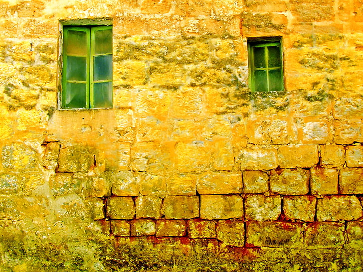 vecās sienas, vecais windows, fons, sienas, vecais, logs, silts krāsu