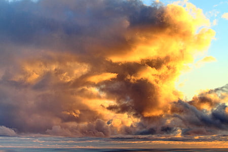 nubes, puesta de sol, mar, Playa, colores, la palma, marca de fábrica