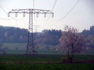 huidige, elektriciteit, bovenste lijnen, technologie, macht-Polen, energie, versterken