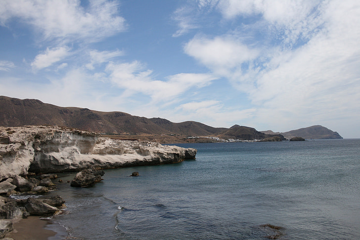 a escullos, strandok, tájak, turizmus, Níjar, Almeria, Cabo de gata