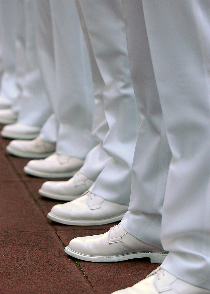 vojenské, inspekce, námořnictvo, boty, Akademie, poddůstojníky, uniformy