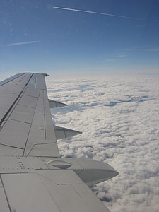 chmury, samolot, niebo, latać