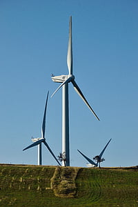 Tuuli, energian, tuulivoimalaitos, sininen, maisema