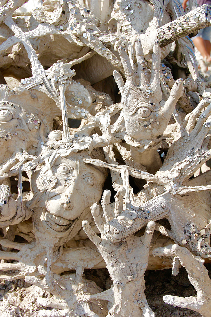 hands, face, death, wat rong khun, temple, thailand, white temple