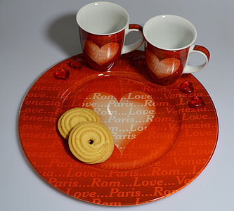puodelis, širdies, Romantika, Valentino diena, stalo reikmenys, kavos, meilė
