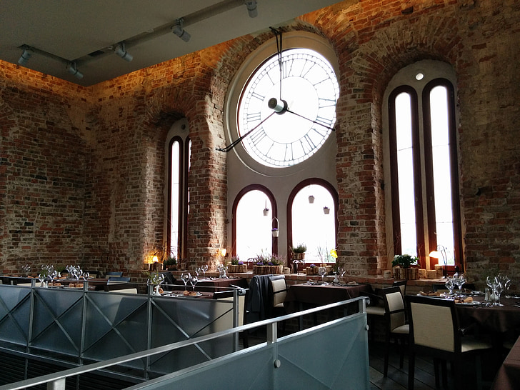Jelgava, Letònia, rellotge, vells temps, Restaurant, cafeteria, taula de menjador