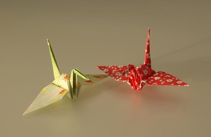 Origami, Grúas, papel, formas, arte, artística, macro