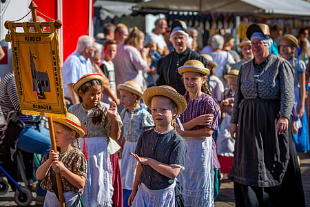 väst frisiska marknaden, Schagen, Parade, folklore, kostym