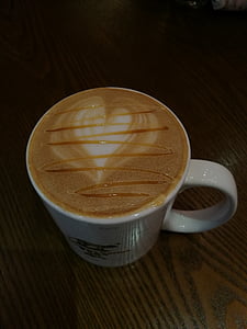 Kawa, Kot substancja wydzielana z kiszek, latte, Puchar, pianki, serce, malarstwo