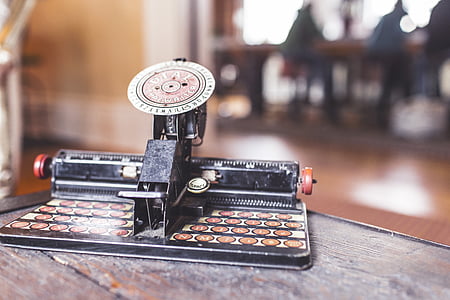 antiguo, teclado, antiguo, máquina de escribir, maquinaria, estilo retro, pasado de moda