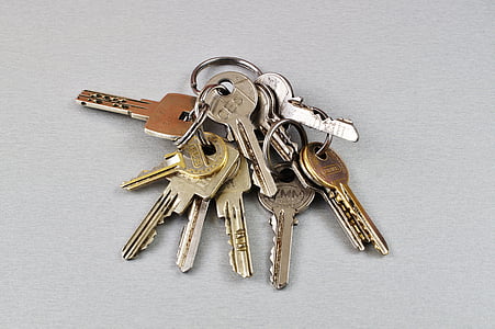 키, 키체인, 문 키, 집 열쇠, 클로즈업, 잠금 시스템, 키