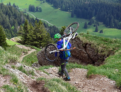 MTB, mountainbike, Biker, Alpine, bjerge, Transalp, farlige