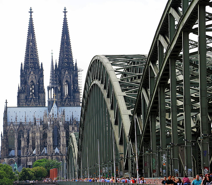 Catedral de Colonia, Puente de Hohenzollern, Candados de amor, arco, puente, Dom, Rin