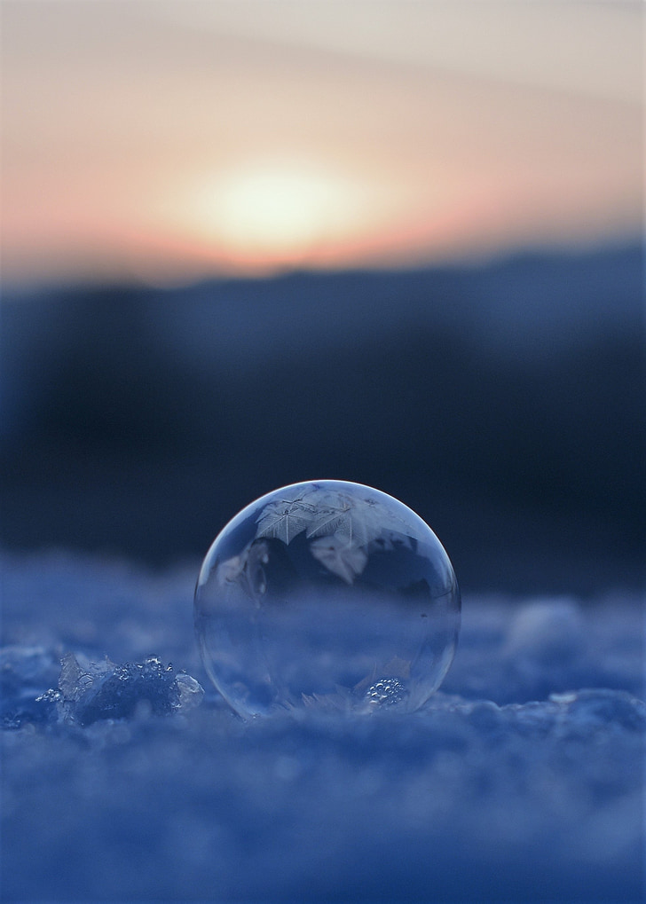 сапунени мехури, замразени, замразени bubble, eiskristalle, зимни, студено, топка