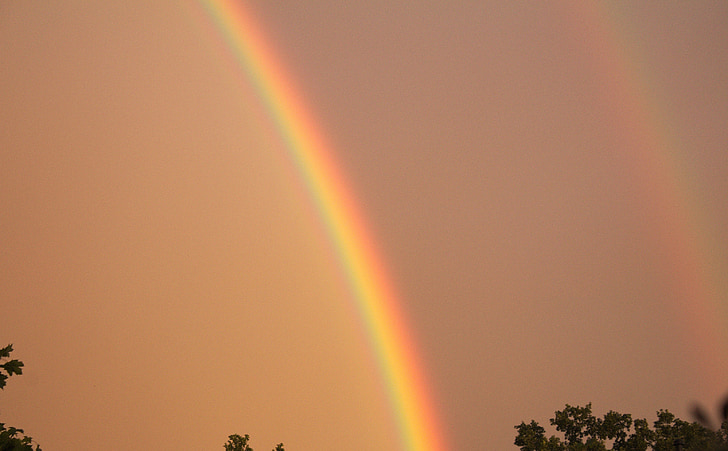 arcobaleno, Meteo, fenomeno naturale, Partly Cloudy, spettacolo naturale, doppio arcobaleno