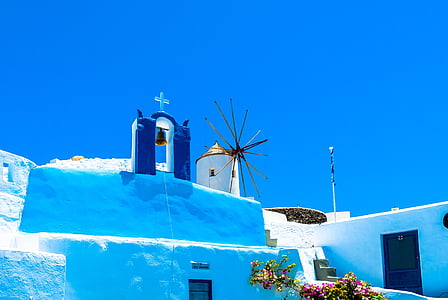Kreeka, Santorini, päike, pühad, pilved, taevas, maastik