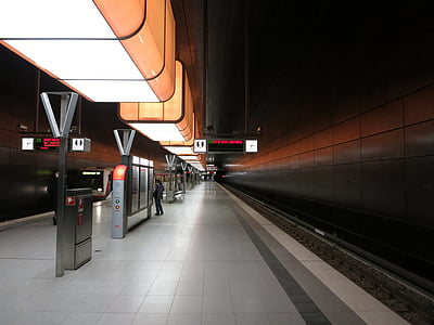 Stasiun Kereta, Metro, penumpang, kehidupan kota, berkendara, tampak, Hamburg
