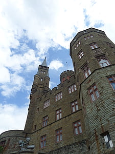 Zamek, Hohenzollern, odkryty, niebo, niebieski
