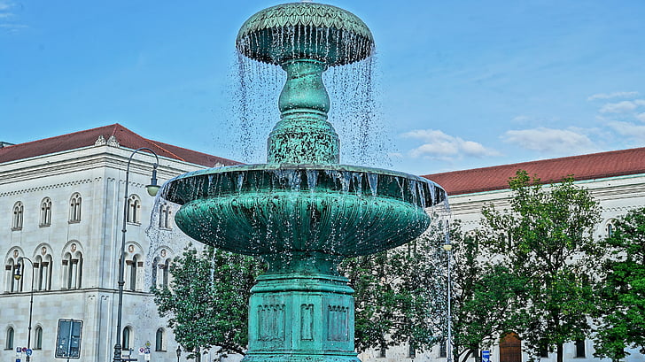 strūklaka, Minhene, Bavaria, valsts kapitāla, arhitektūra