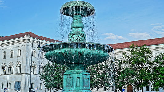 fountain, munich, bavaria, state capital, architecture
