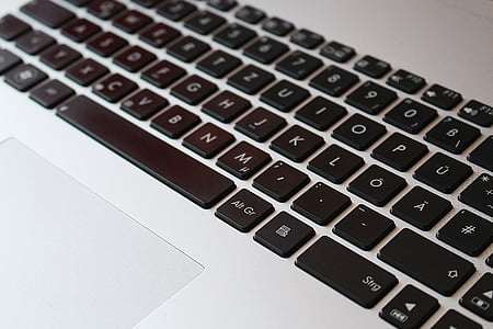 лаптоп, клавиатура, бележник, datailaufnahme, ключове