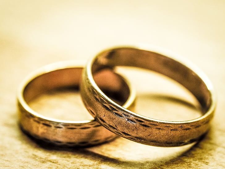 Snubní prsteny, před, kroužky, Svatba, společně, vzít si, manželství