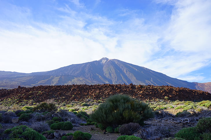 dòng dung nham, rất lớn, dung nham, đá basalt, Teide, núi, núi lửa