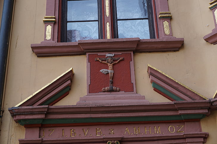 Rottweil, Tyskland, fasad, hem, historiskt sett, fönster, Cross
