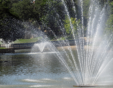 fountains, lake, water, garden, park, recreation, spray
