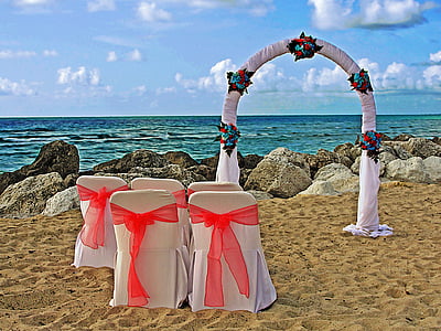 Plaża, ślub, morze, romantyczny, zdarzenia