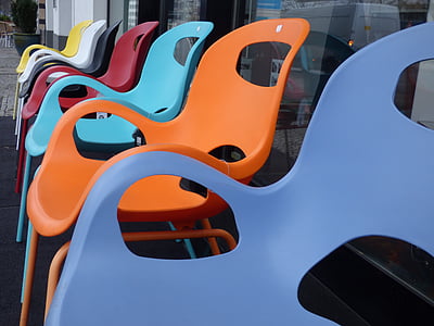 kėdė, kėdės, spalvinga, sėdynės, rinkinys, baldai, dizainas