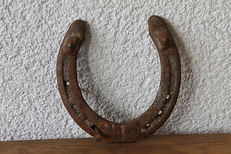 horseshoe, rusty, lucky charm, wood - Material, old, metal, iron - Metal