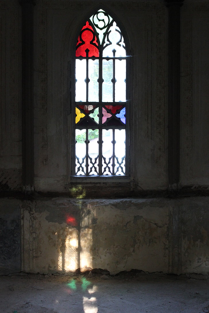 okno, svetlobe, cerkev, barvno steklo