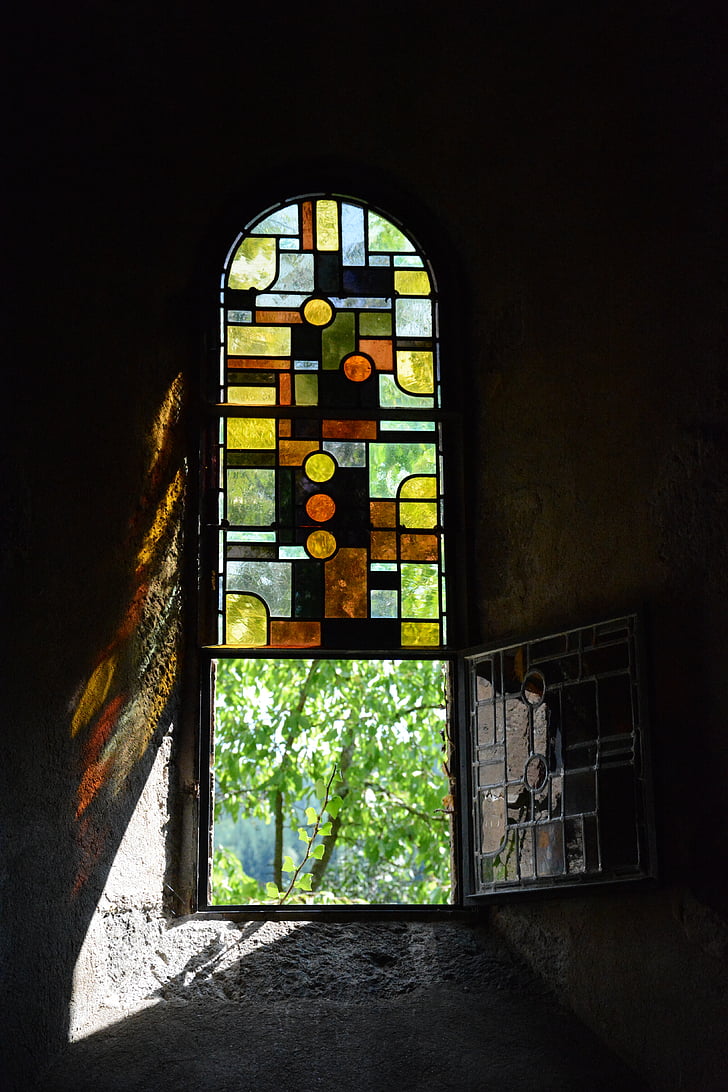 stained glass, colors, glass, light, church, light and shade