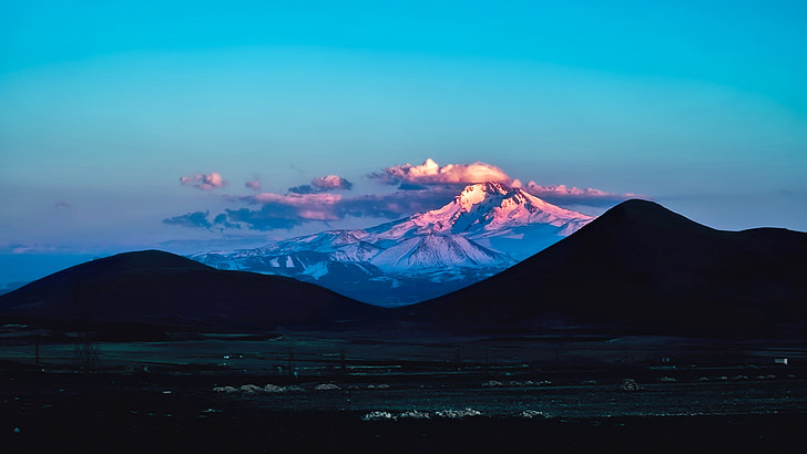 Mount mestu erciyes, Turčija, ledenik, gore, krajine, nebo, oblaki
