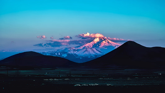 Mount erciyes, Turecko, ledovec, hory, krajina, obloha, mraky