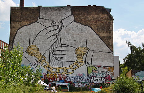 Wandbild, Graffiti, Street-art, Kunst, Wand, Fassade, nach Hause