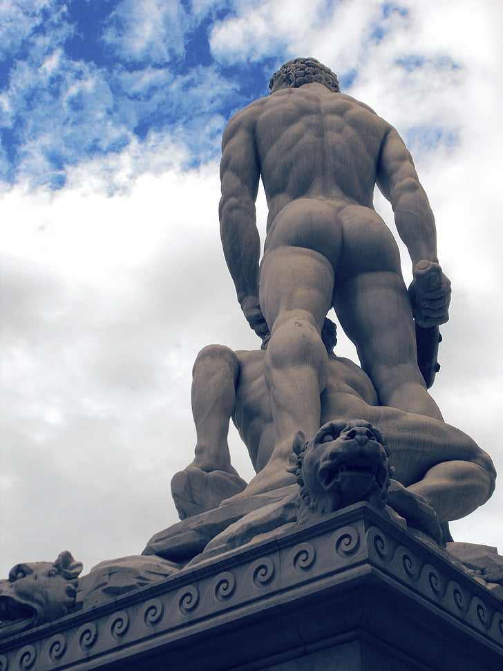 Florens, David, staty av Florens, monumentet, Toscana, Italien, sitta