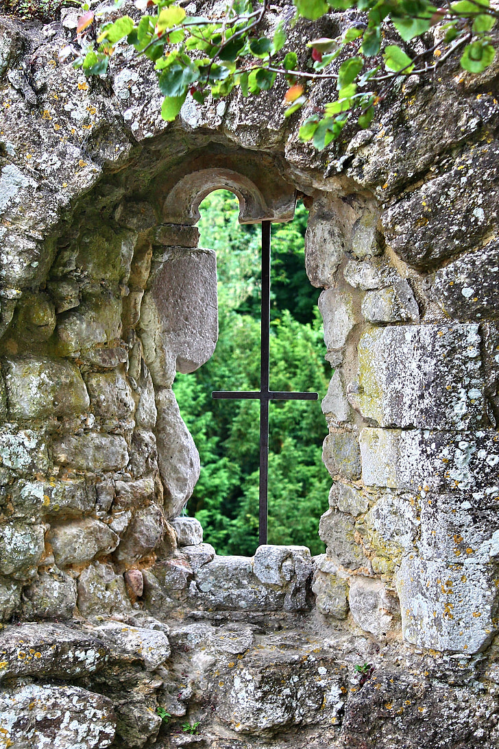 finestra, pedra, paret, arquitectura, ruïna, edifici, vell