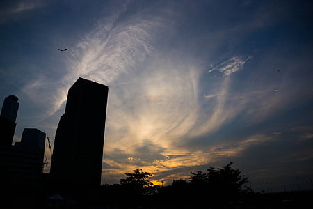 nube, vista de noche, Río de han, cielo, puesta de sol